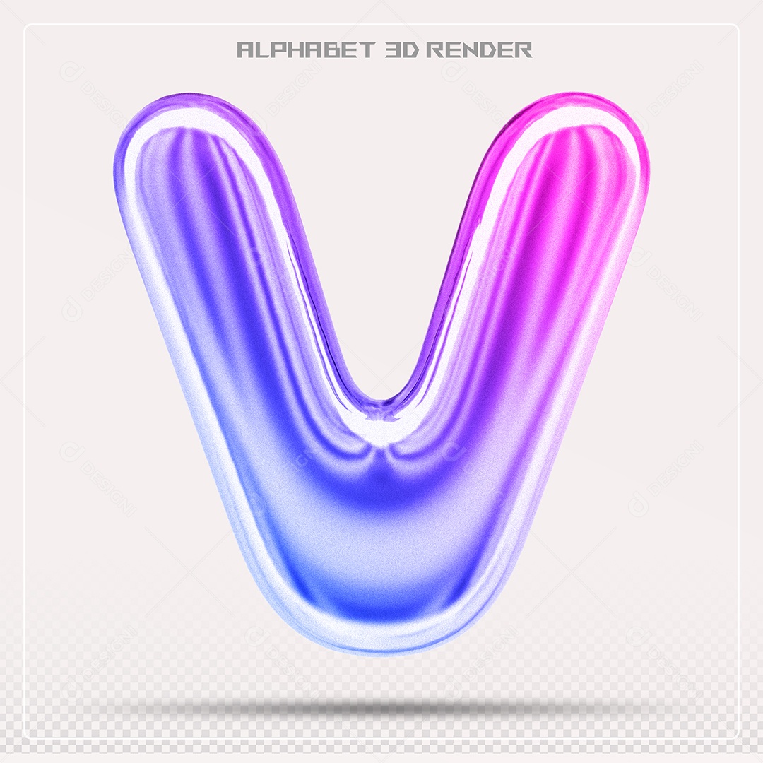Alfabeto Letra V Colorido Elemento 3D Para Composição PSD