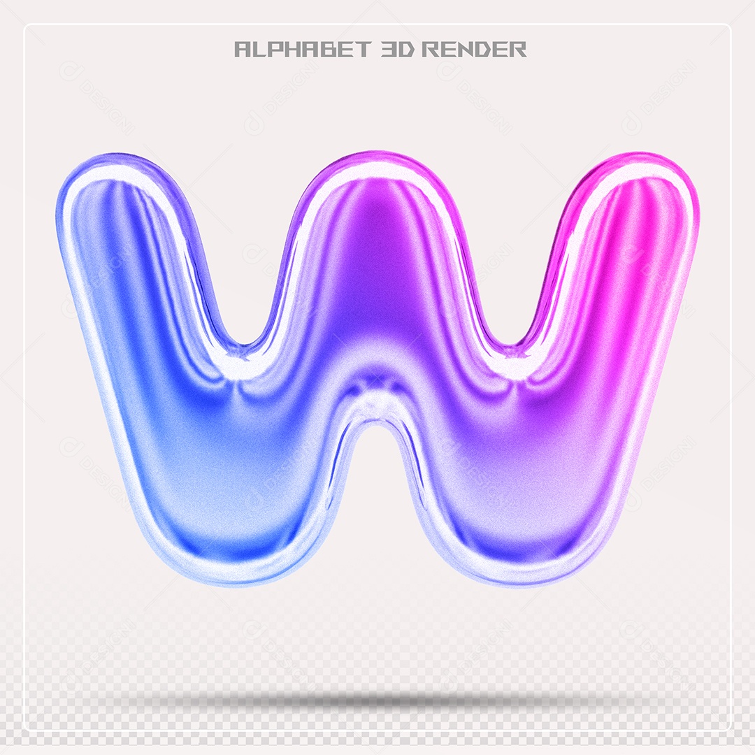 Alfabeto Letra W Colorido Elemento 3D Para Composição PSD