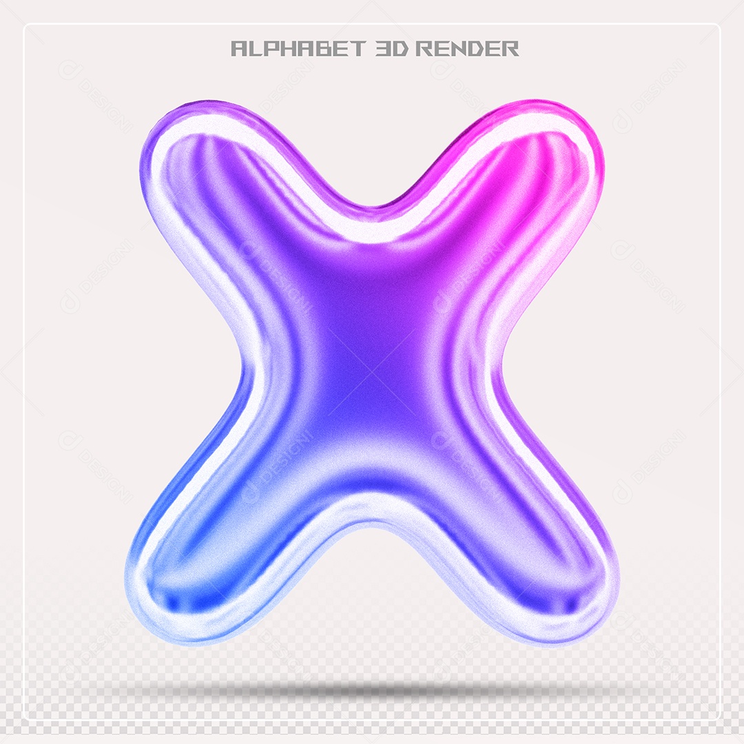 Alfabeto Letra X Colorido Elemento 3D Para Composição PSD