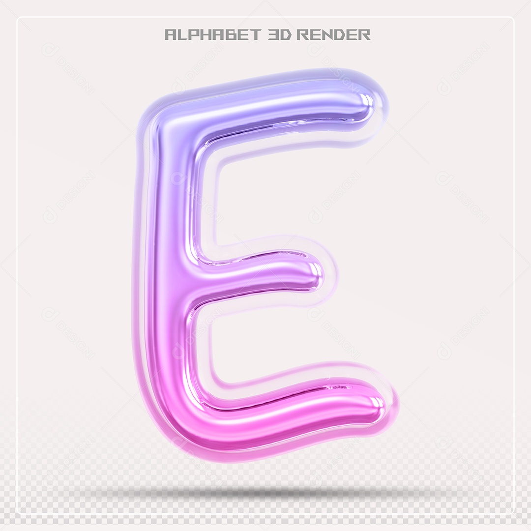 Alfabeto Letra E Colorido Elemento 3D Para Composição PSD