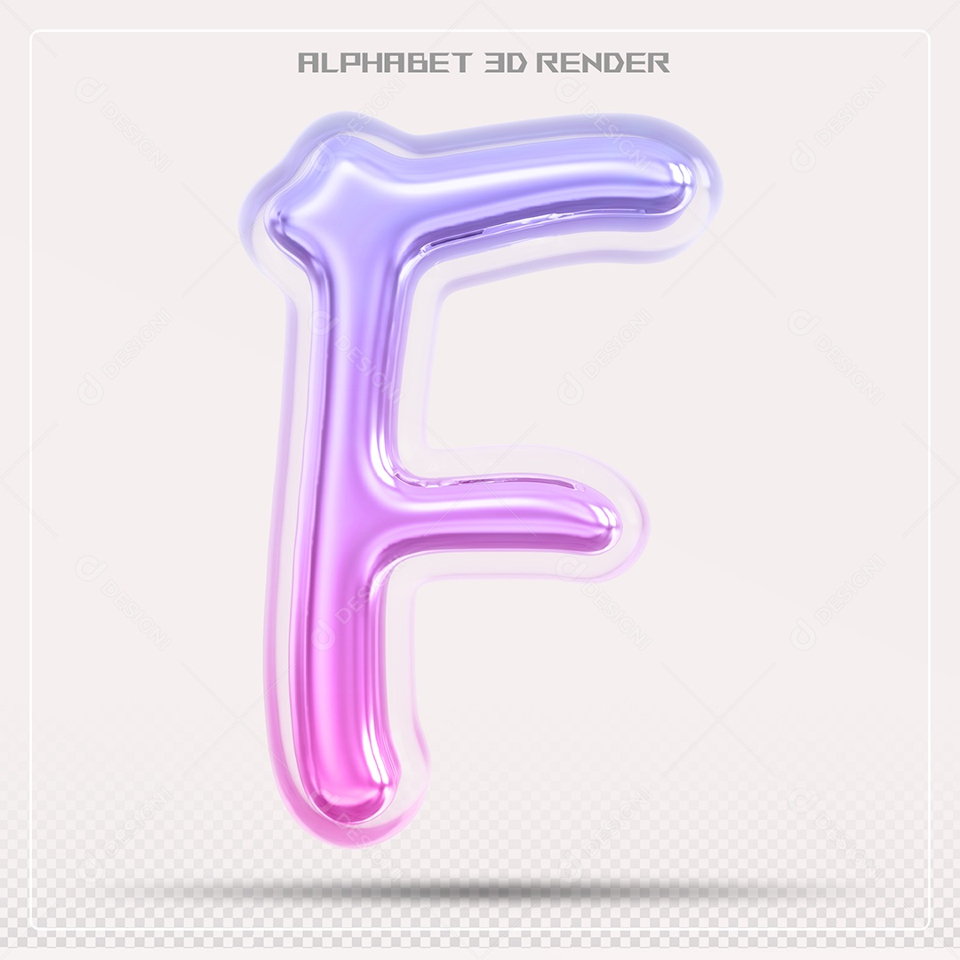 Alfabeto Letra F Colorido Elemento 3D Para Composição PSD