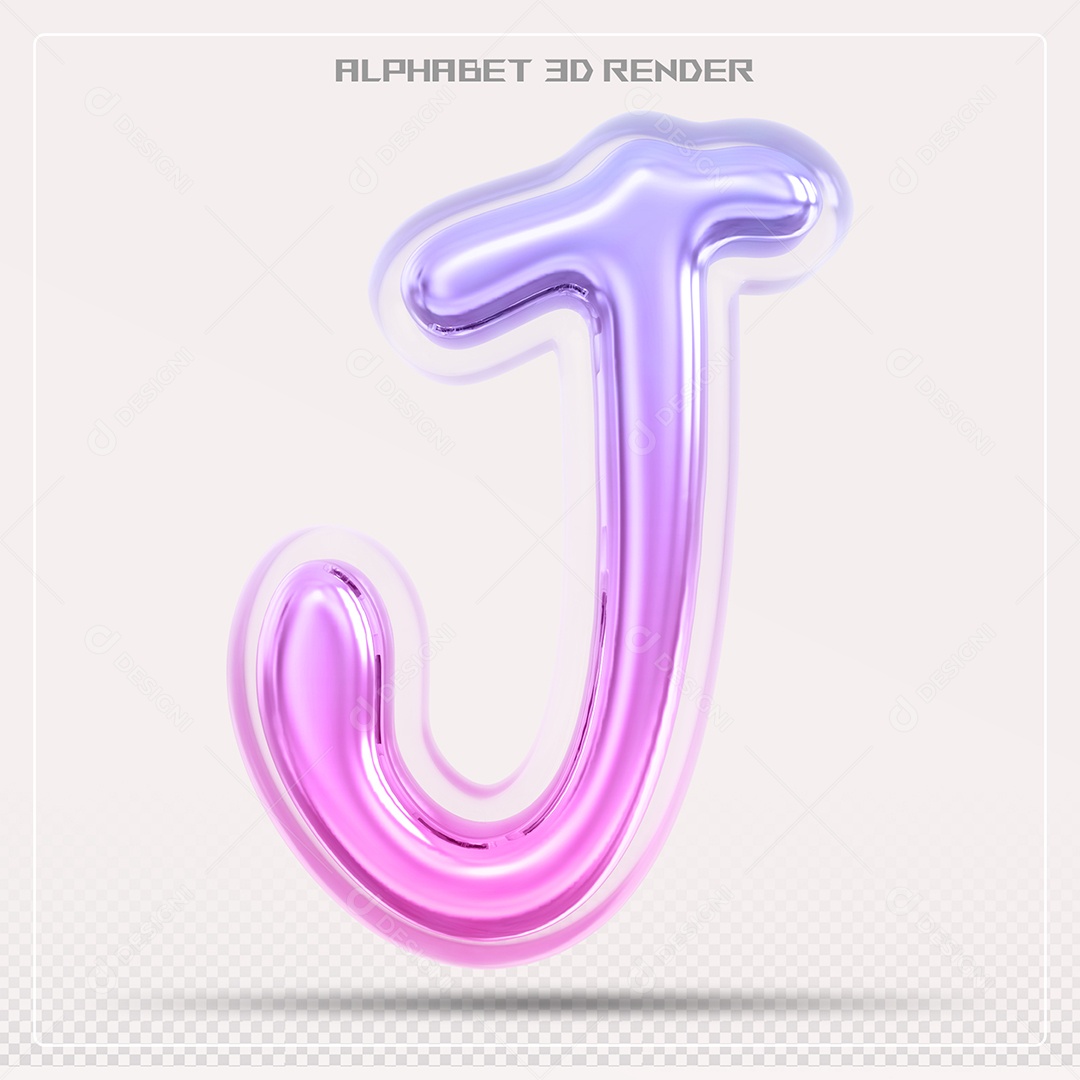 Alfabeto Letra J Colorido Elemento 3D Para Composição PSD