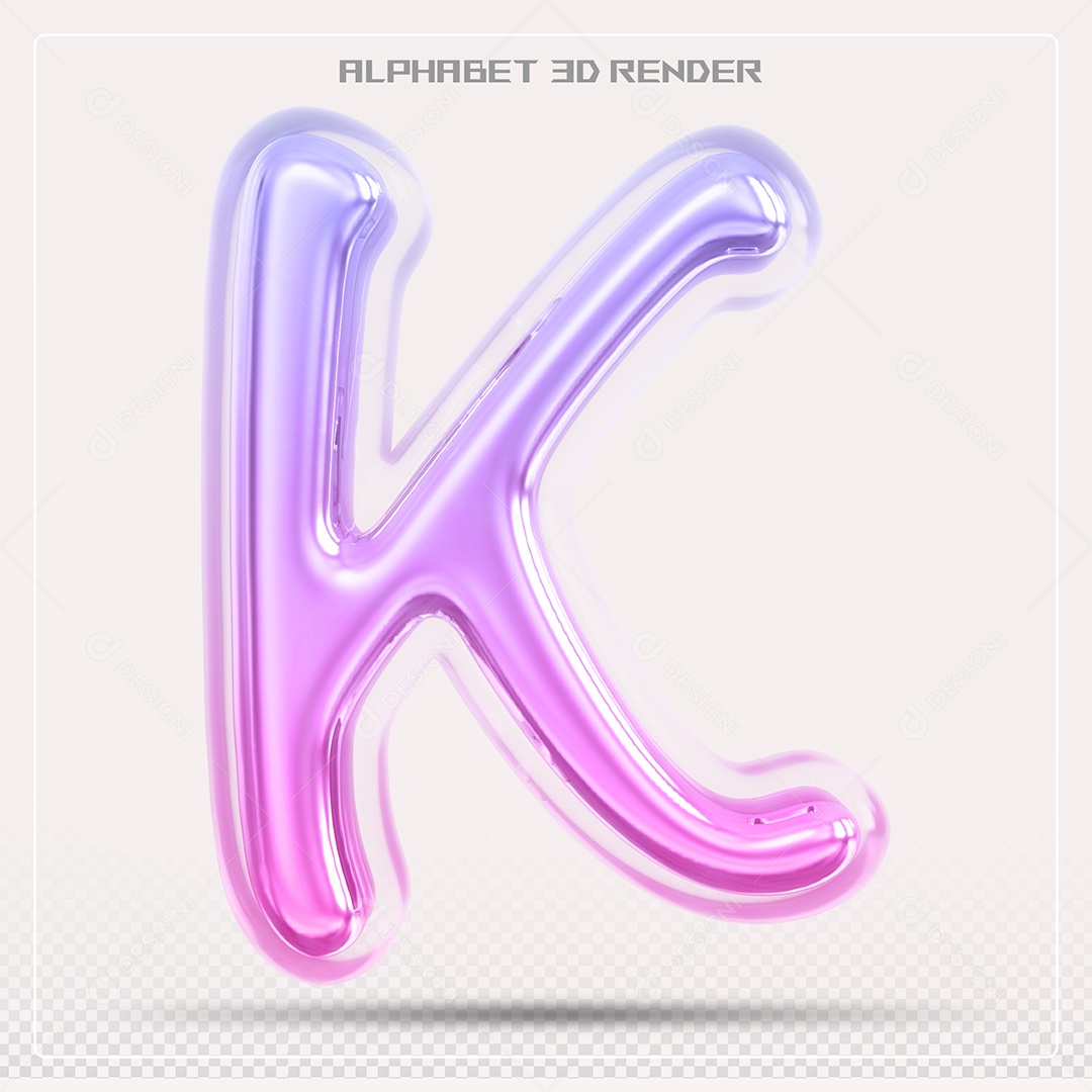 Alfabeto Letra K Colorido Elemento 3D Para Composição PSD