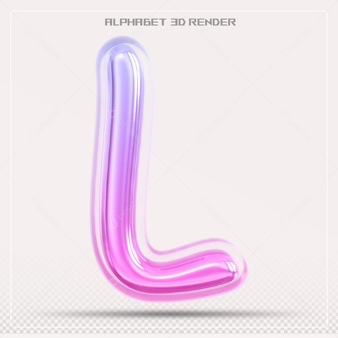 Alfabeto Letra L Colorido Elemento 3D Para Composição PSD