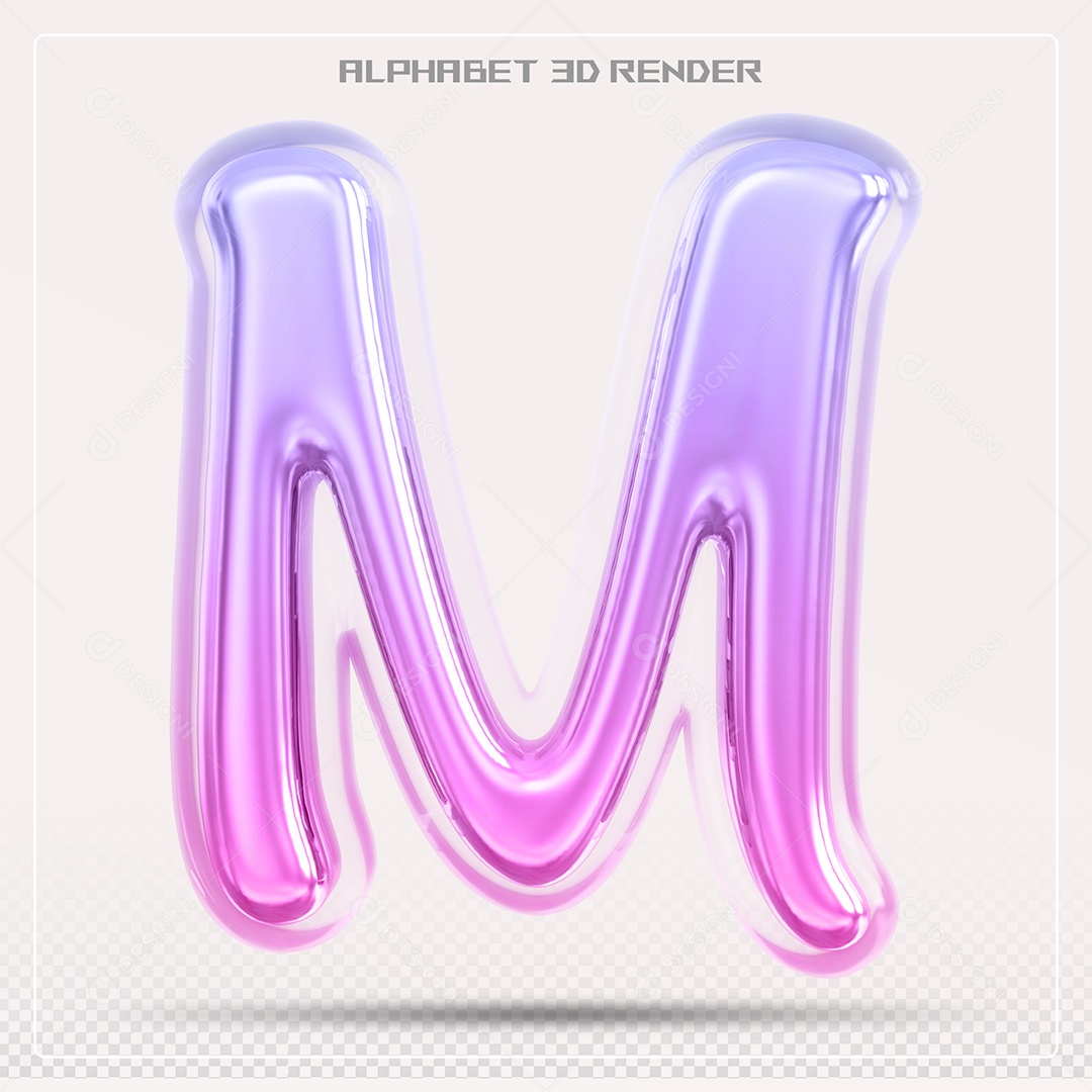 Alfabeto Letra M Colorido Elemento 3D Para Composição PSD