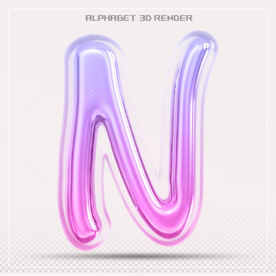 Alfabeto Letra N Colorido Elemento 3D Para Composição PSD