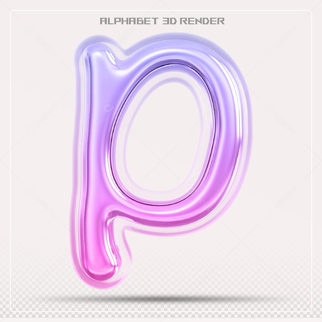 Alfabeto Letra P Colorido Elemento 3D Para Composição PSD