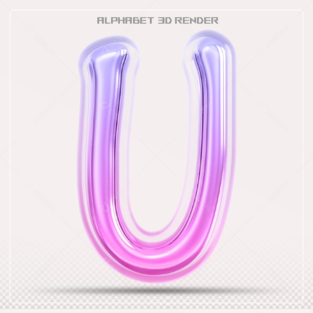 Alfabeto Letra U Colorido Elemento 3D Para Composição PSD