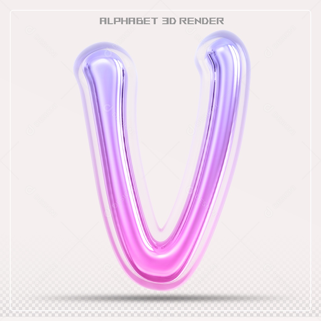 Alfabeto Letra V Colorido Elemento 3D Para Composição PSD