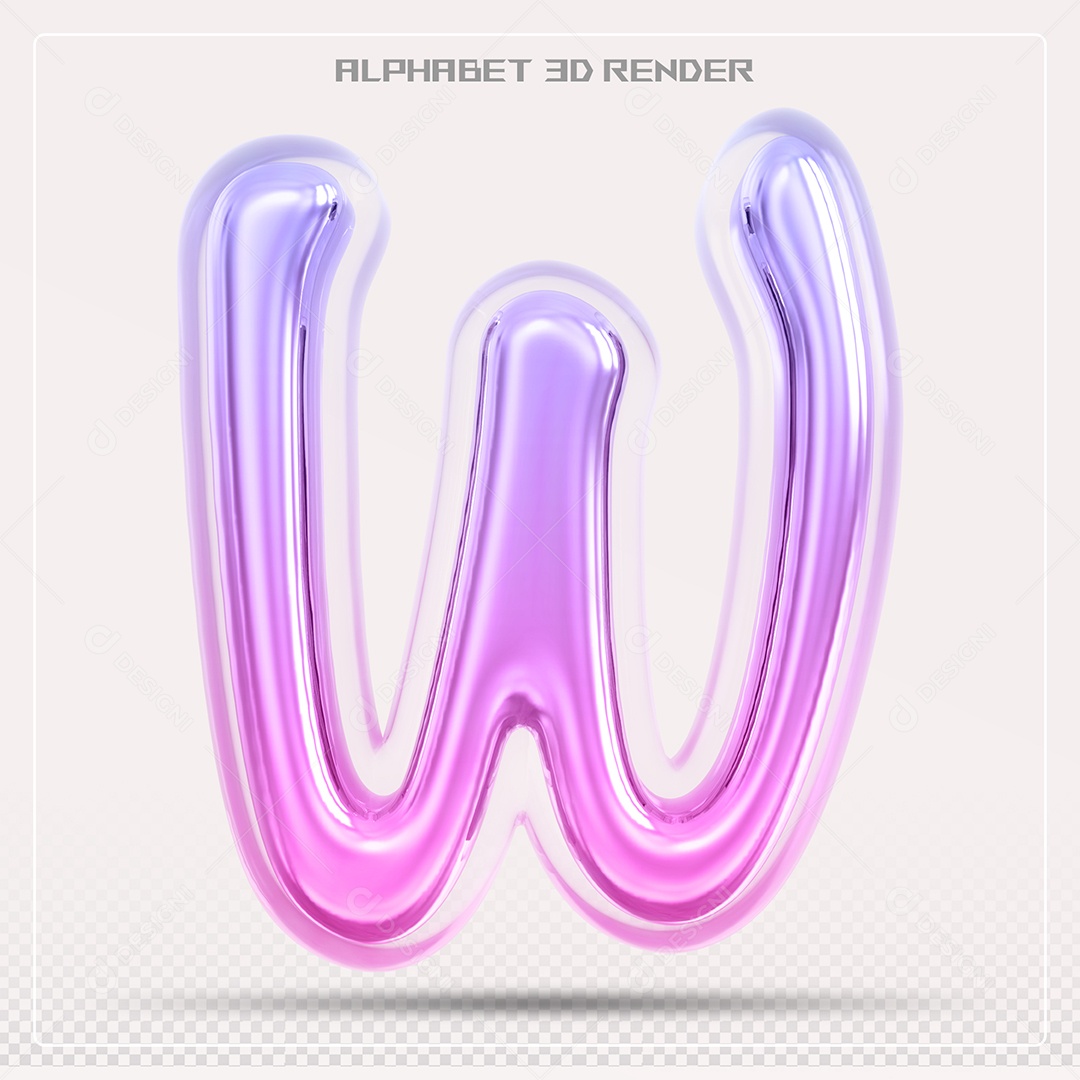 Alfabeto Letra W Colorido Elemento 3D Para Composição PSD