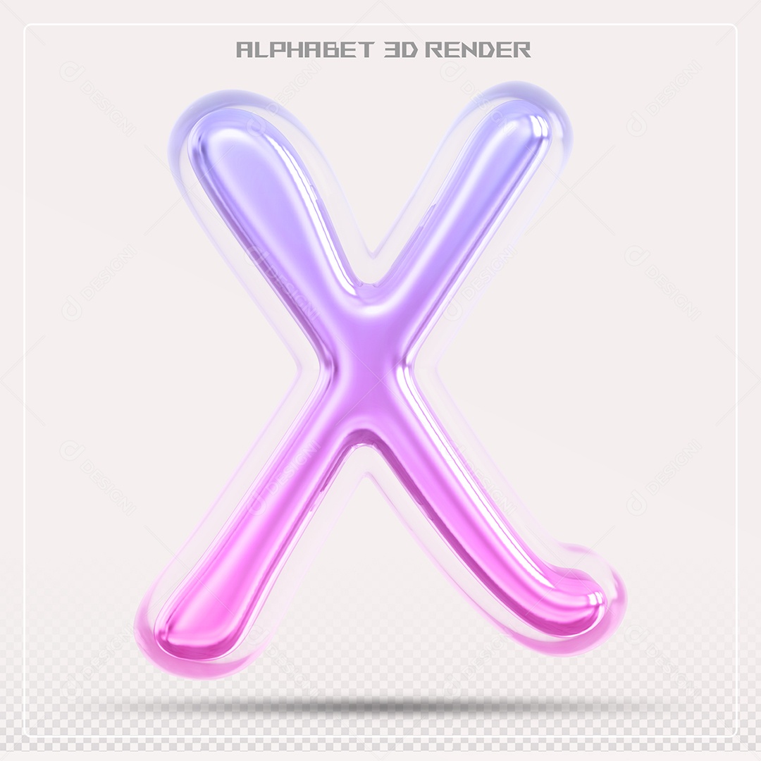 Alfabeto Letra X Colorido Elemento 3D Para Composição PSD
