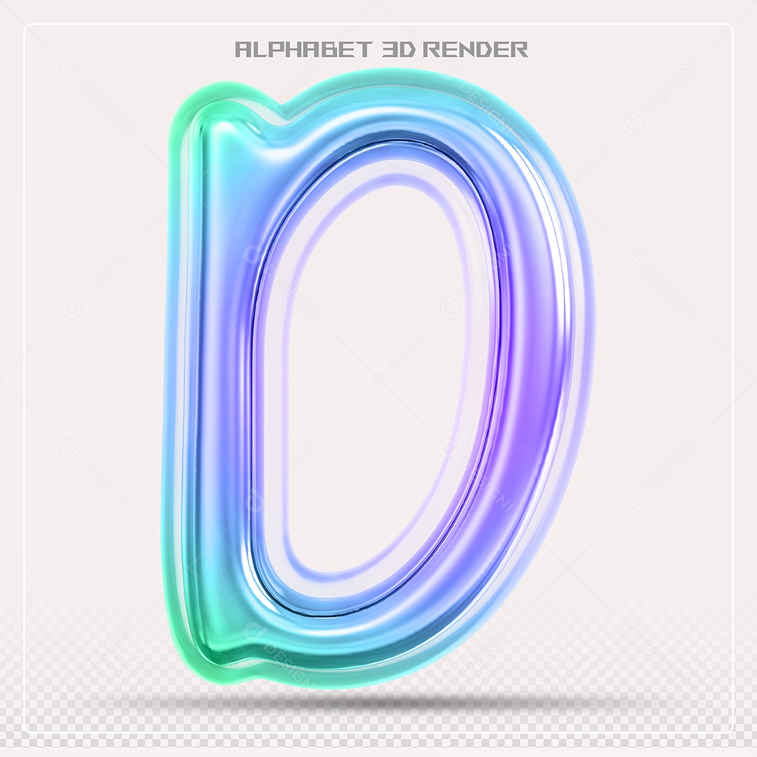 Alfabeto Letra D Colorido Elemento 3D Para Composição PSD
