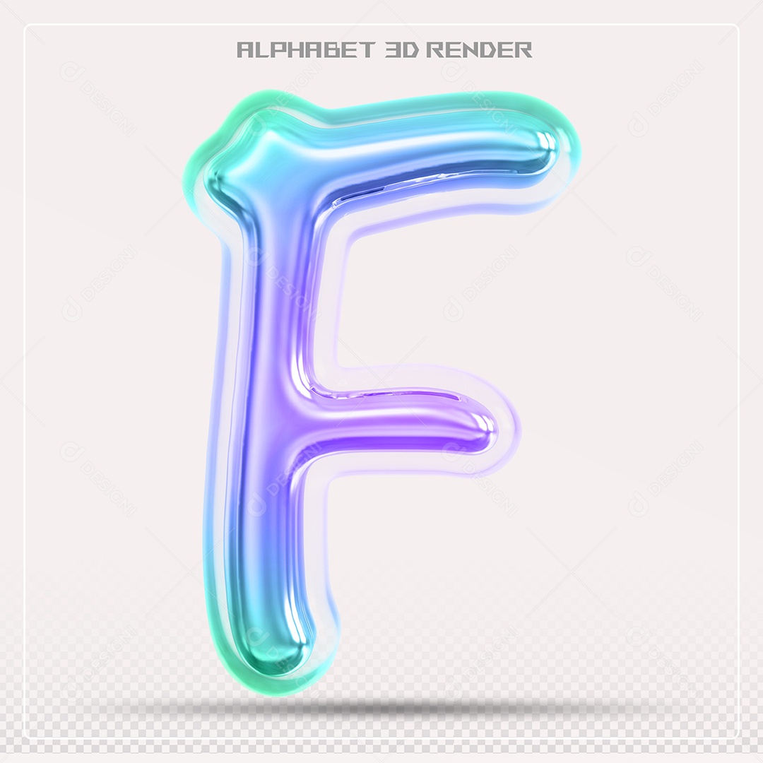 Alfabeto Letra F Colorido Elemento 3D Para Composição PSD