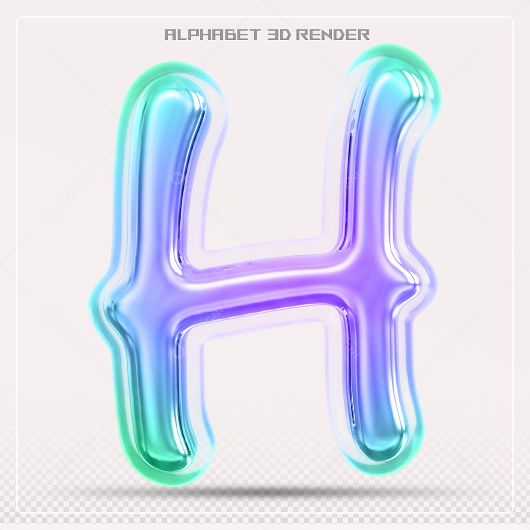 Alfabeto Letra H Colorido Elemento 3D Para Composição PSD