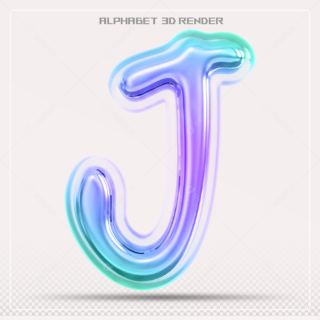 Alfabeto Letra J Colorido Elemento 3D Para Composição PSD
