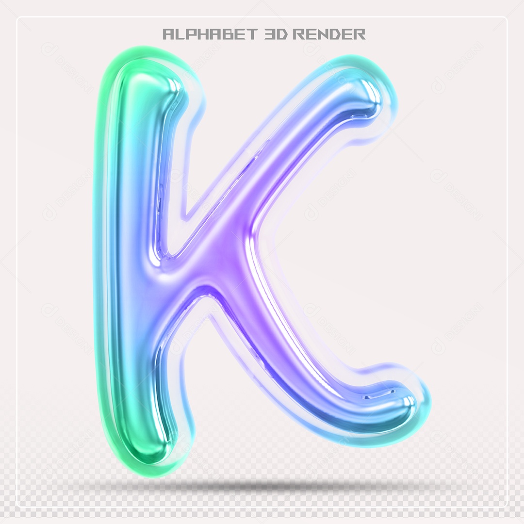Alfabeto Letra K Colorido Elemento 3D Para Composição PSD