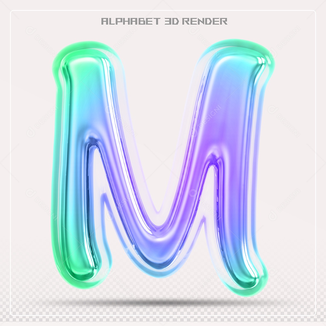 Alfabeto Letra M Colorido Elemento 3D Para Composição PSD