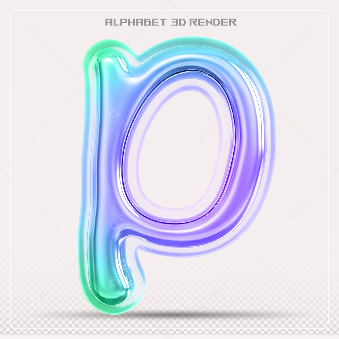 Alfabeto Letra P Colorido Elemento 3D Para Composição PSD