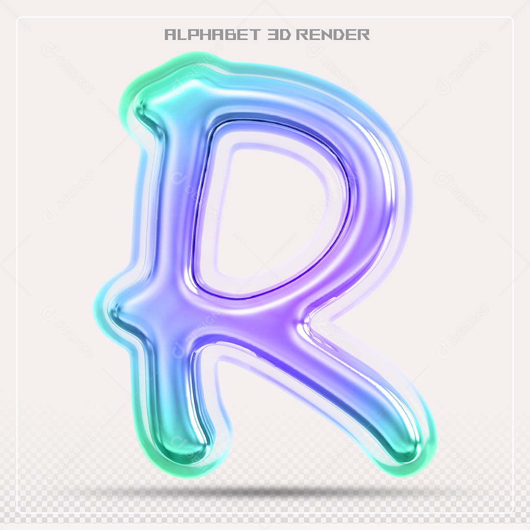 Alfabeto Letra R Colorido Elemento 3D Para Composição PSD