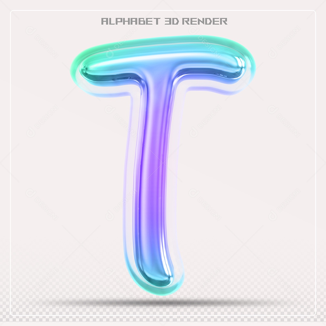 Alfabeto Letra T Colorido Elemento 3D Para Composição PSD