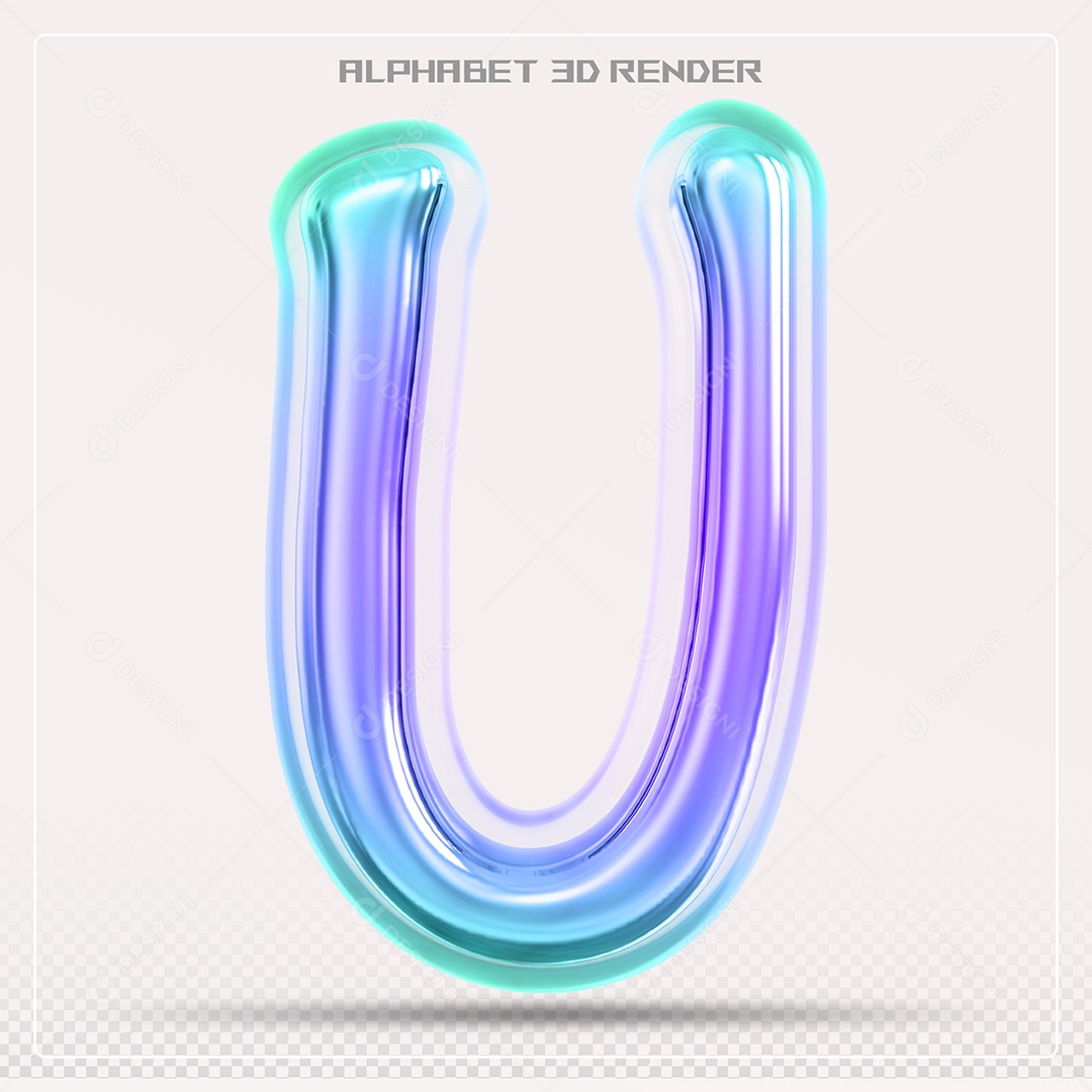 Alfabeto Letra U Colorido Elemento 3D Para Composição PSD