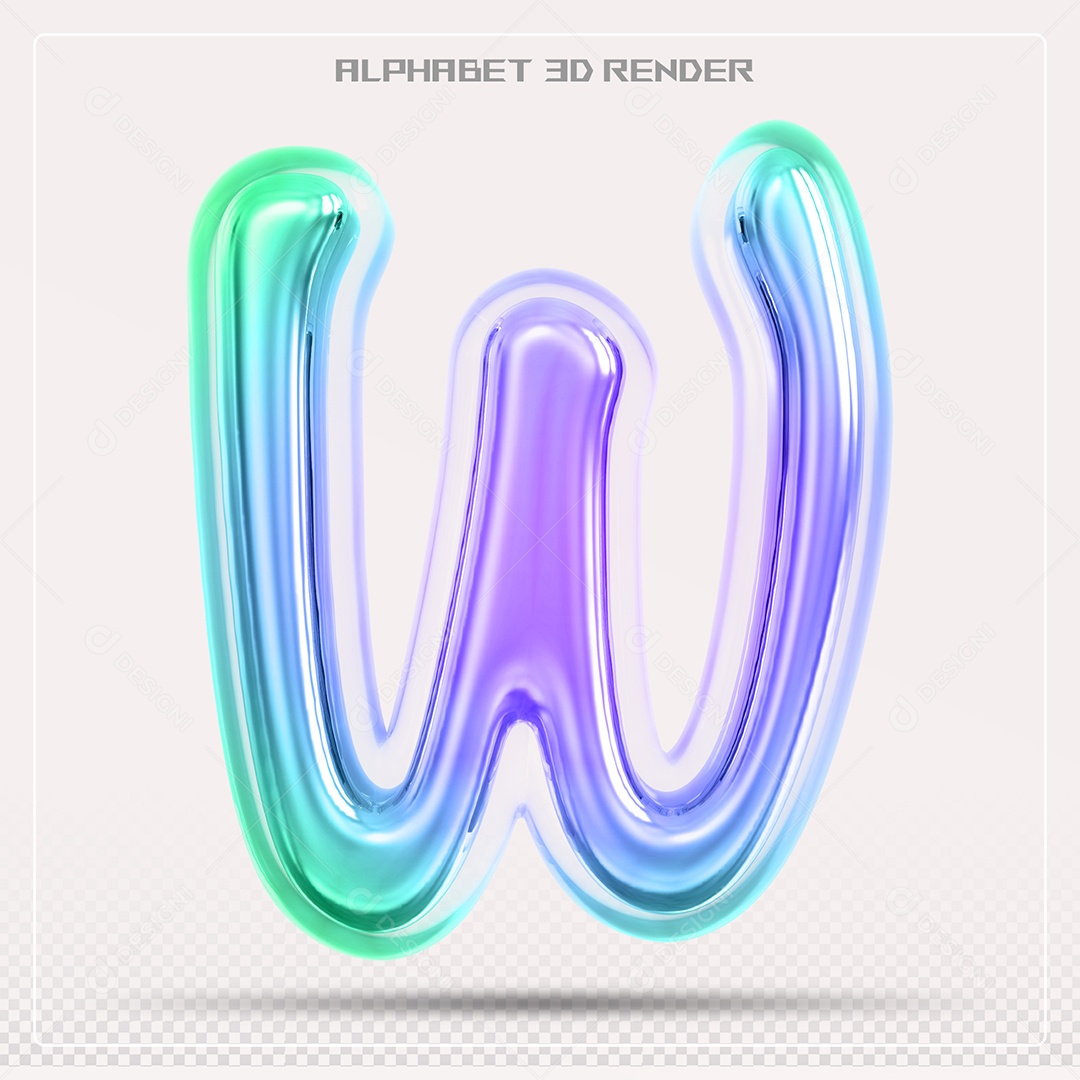 Alfabeto Letra W Colorido Elemento 3D Para Composição PSD