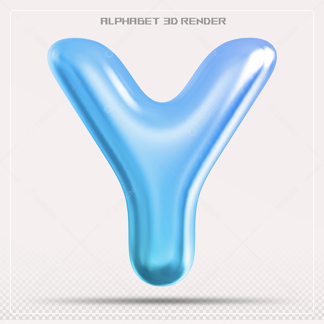 Alfabeto Letra Y Azul Elemento 3D Para Composição PSD