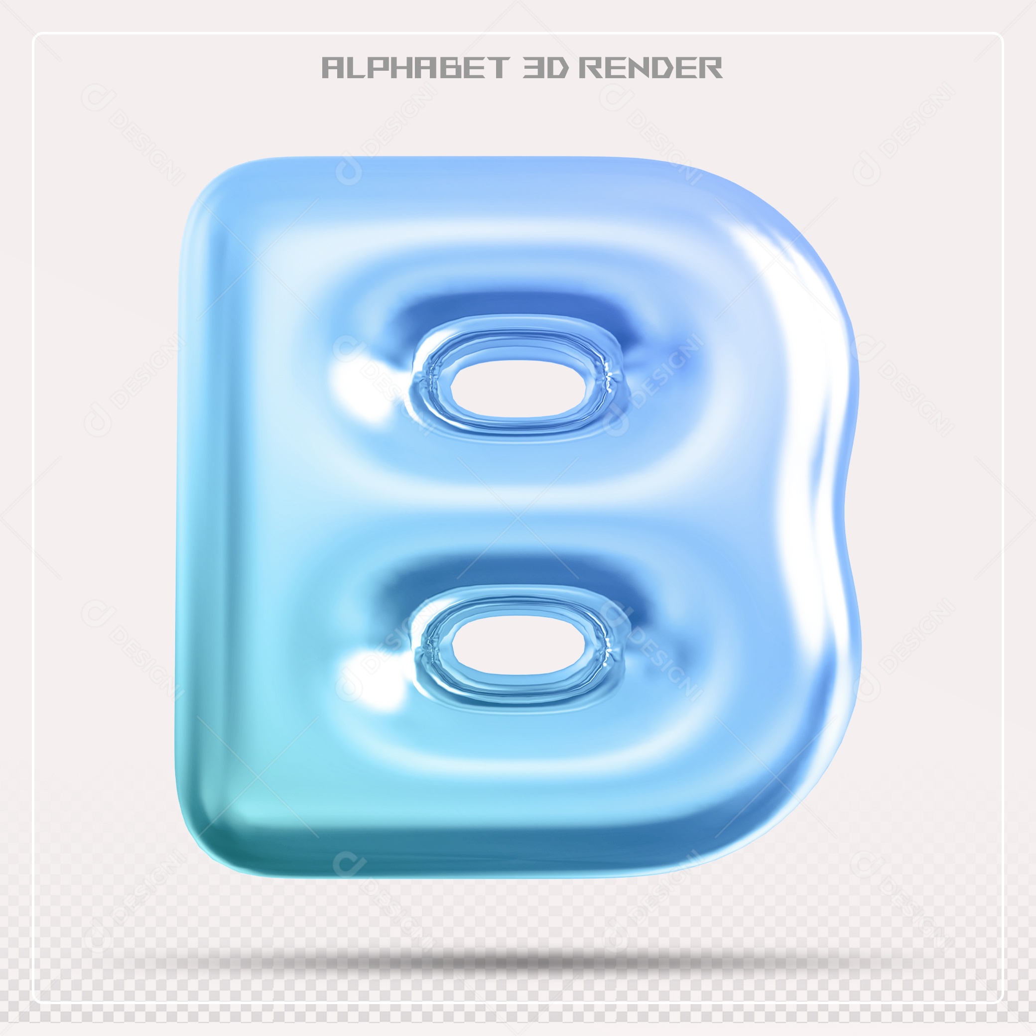 Alfabeto Letra B Azul Elemento 3D Para Composição PSD