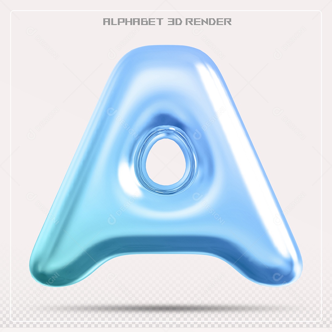 Alfabeto Letra A Azul Elemento 3D Para Composição PSD