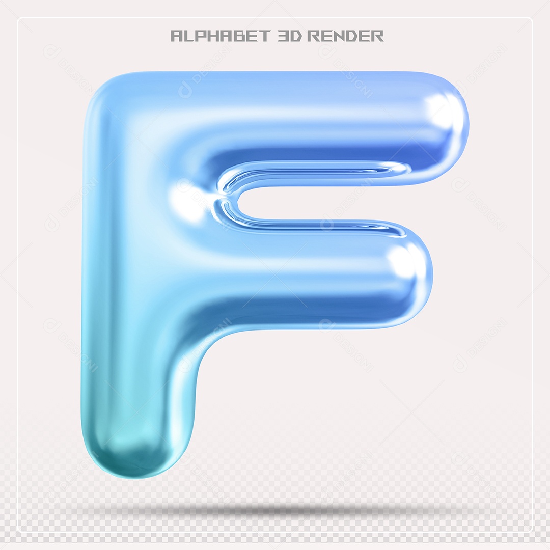 Alfabeto Letra W Azul Elemento 3D Para Composição PSD