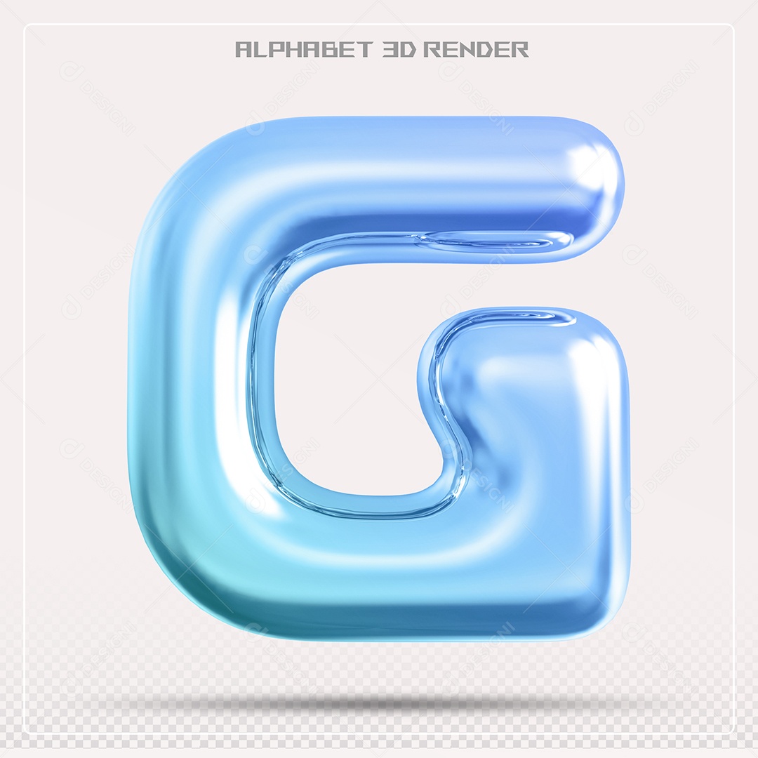 Alfabeto Letra G Azul Elemento 3D Para Composição PSD