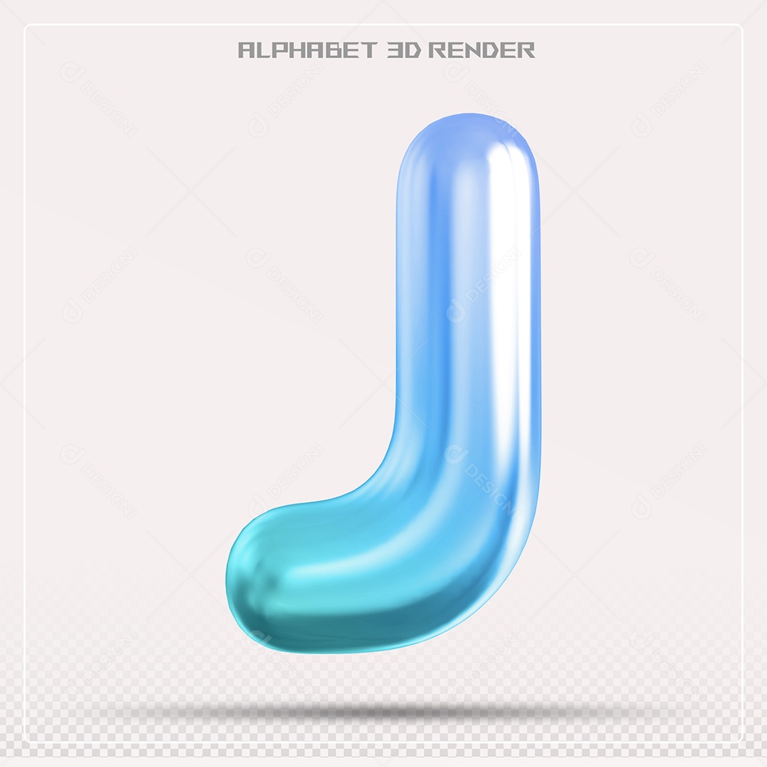 Alfabeto Letra J Azul Elemento 3D Para Composição PSD
