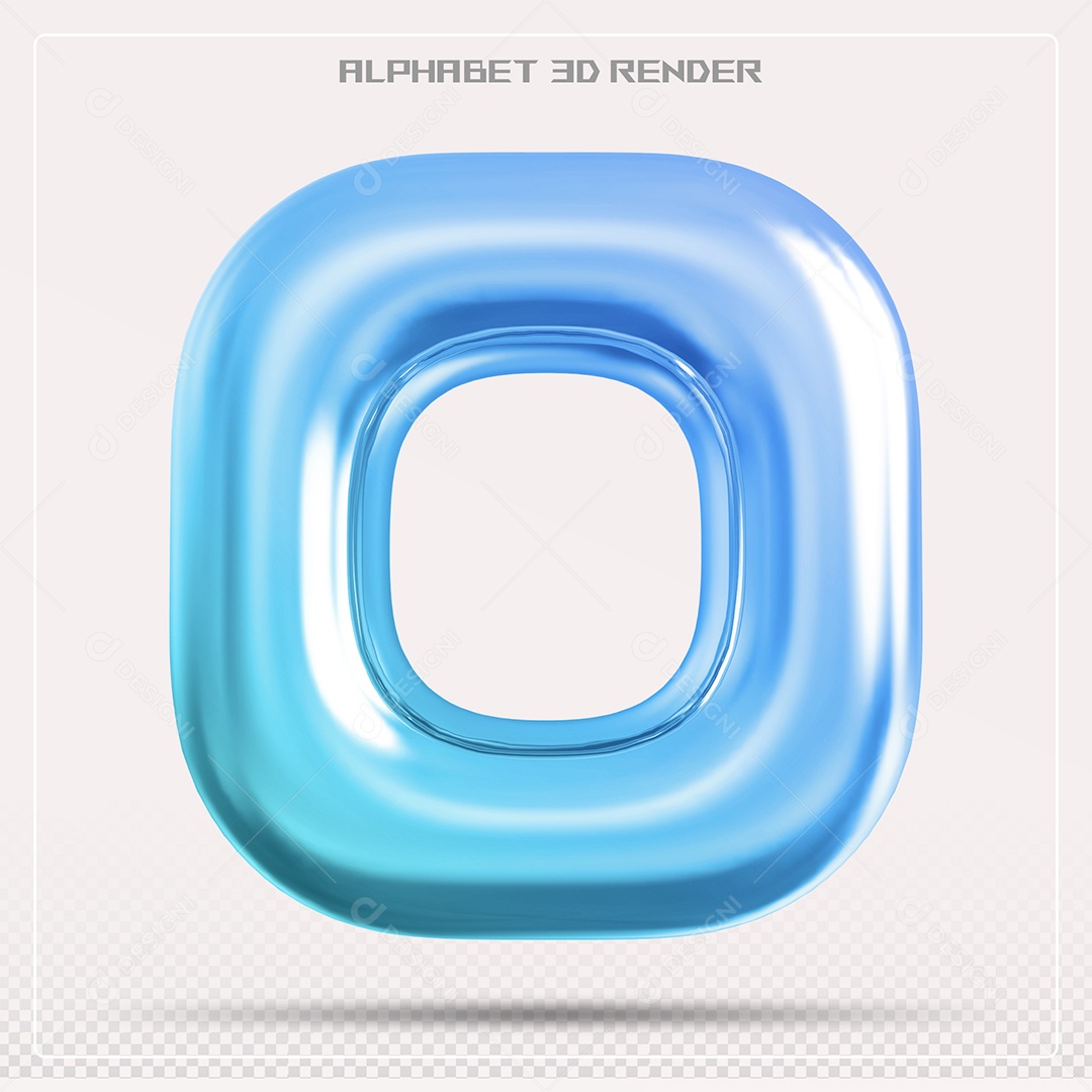 Alfabeto Letra O Azul Elemento 3D Para Composição PSD