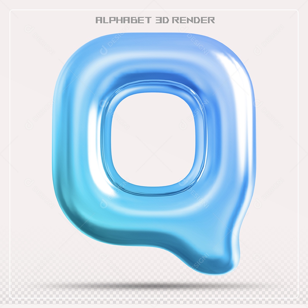 Alfabeto Letra Q Azul Elemento 3D Para Composição PSD