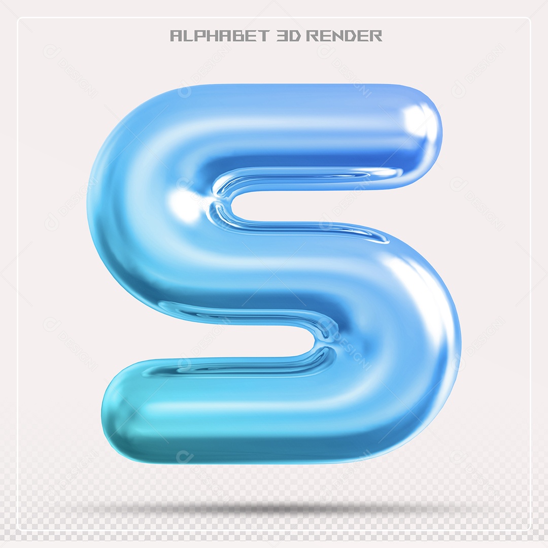 Alfabeto Letra S Azul Elemento 3D Para Composição PSD