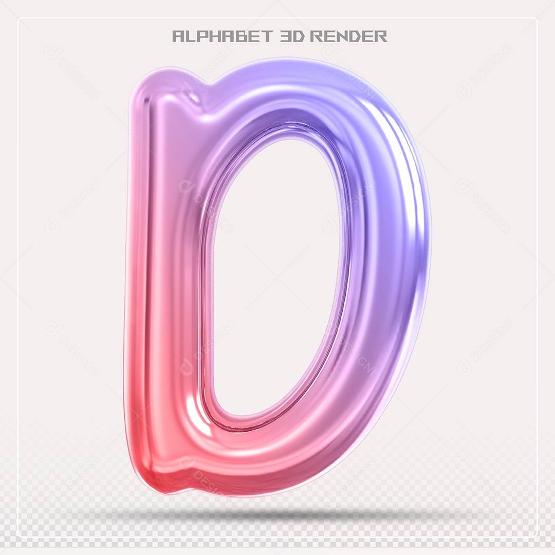 Alfabeto Letra D Colorido Elemento 3D Para Composição PSD