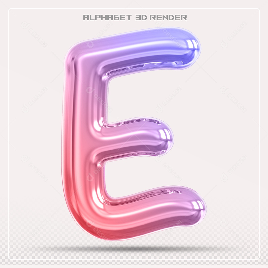 Alfabeto Letra E Colorido Elemento 3D Para Composição PSD