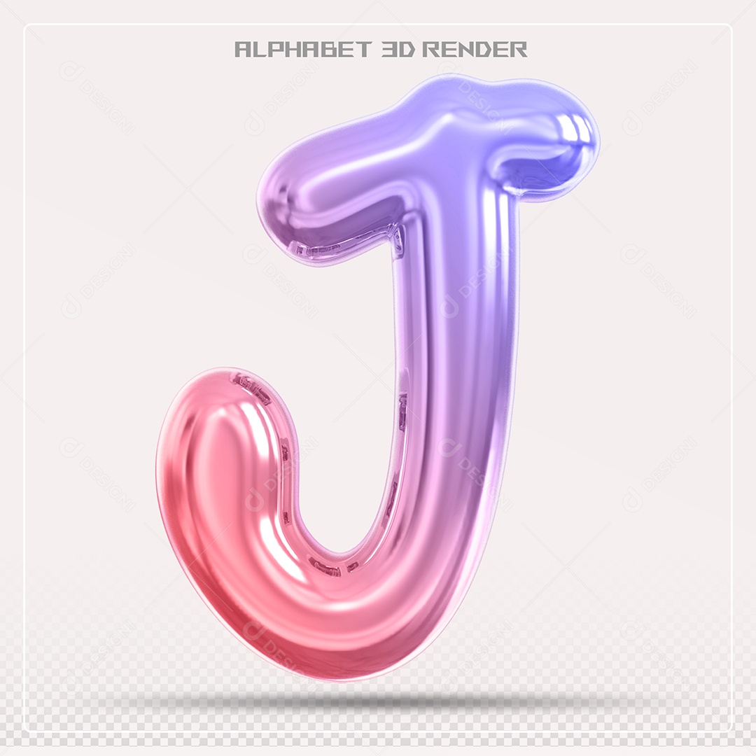 Alfabeto Letra J Colorido Elemento 3D Para Composição PSD