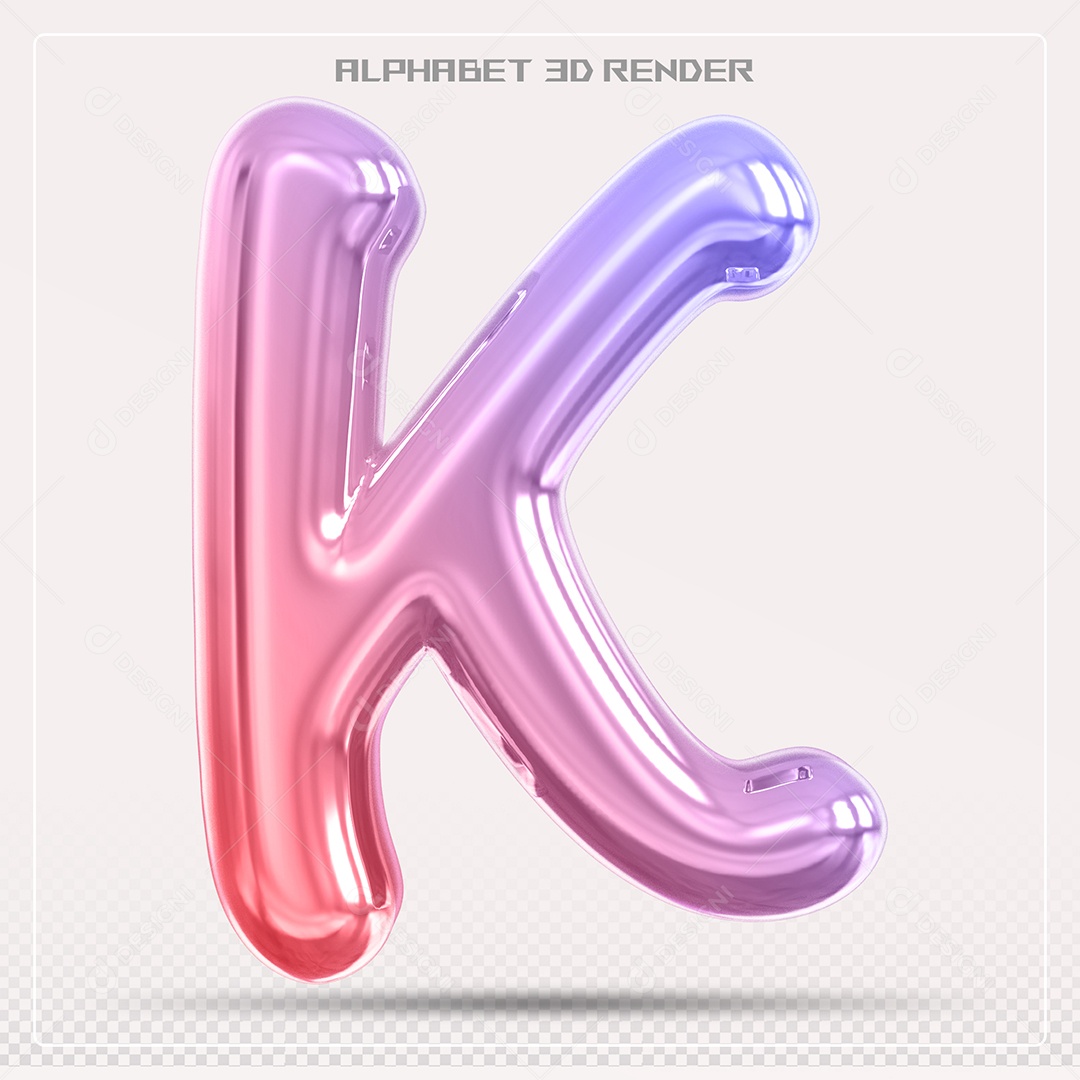Alfabeto Letra K Colorido Elemento 3D Para Composição PSD