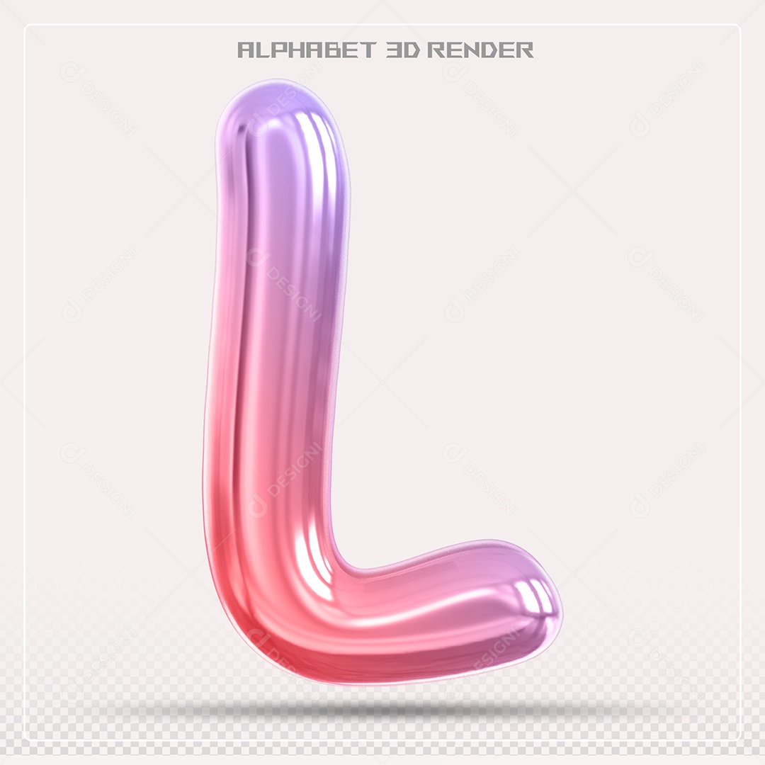 Alfabeto Letra L Colorido Elemento 3D Para Composição PSD