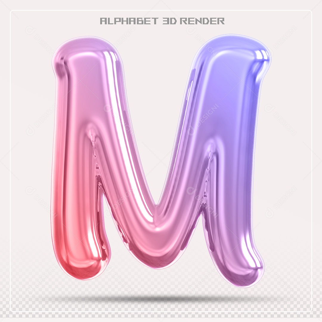 Alfabeto Letra M Colorido Elemento 3D Para Composição PSD