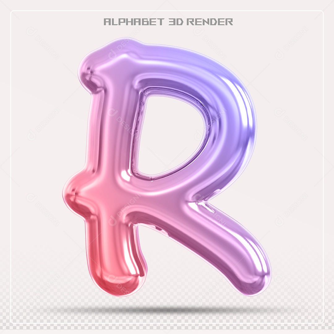 Alfabeto Letra R Colorido Elemento 3D Para Composição PSD