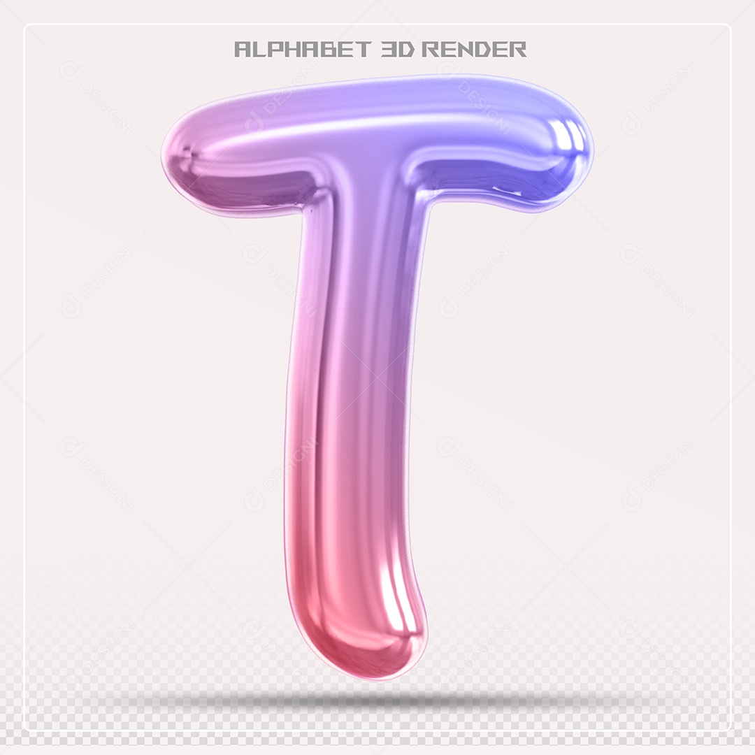 Alfabeto Letra T Colorido Elemento 3D Para Composição PSD