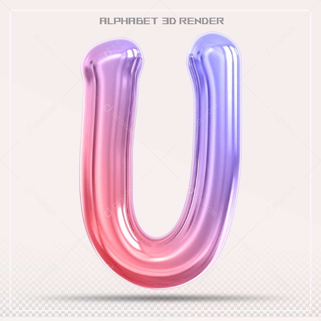 Alfabeto Letra U Colorido Elemento 3D Para Composição PSD