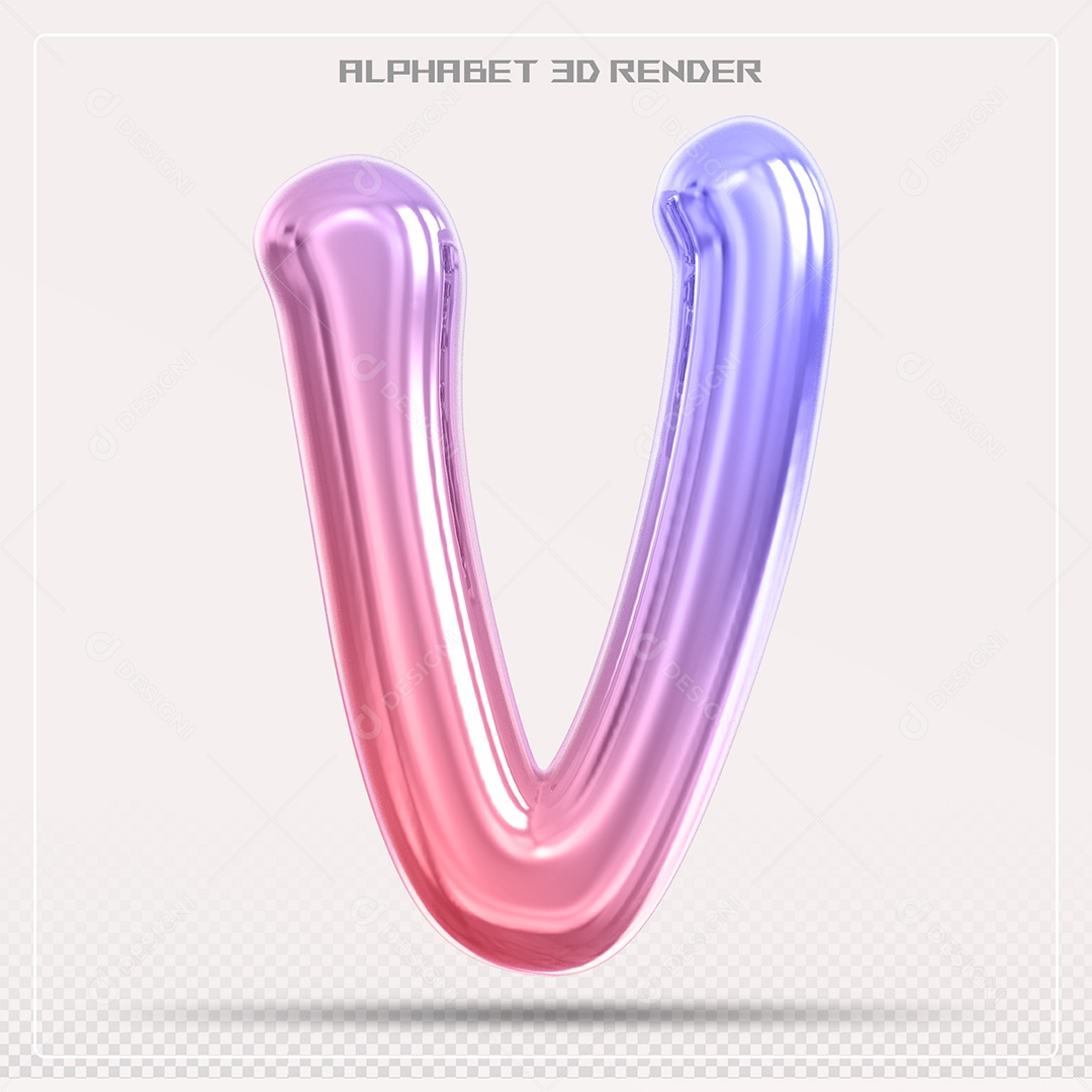 Alfabeto Letra V Colorido Elemento 3D Para Composição PSD