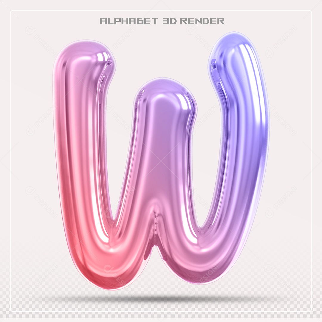 Alfabeto Letra W Colorido Elemento 3D Para Composição PSD