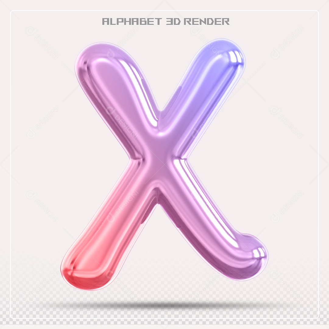 Alfabeto Letra X Colorido Elemento 3D Para Composição PSD