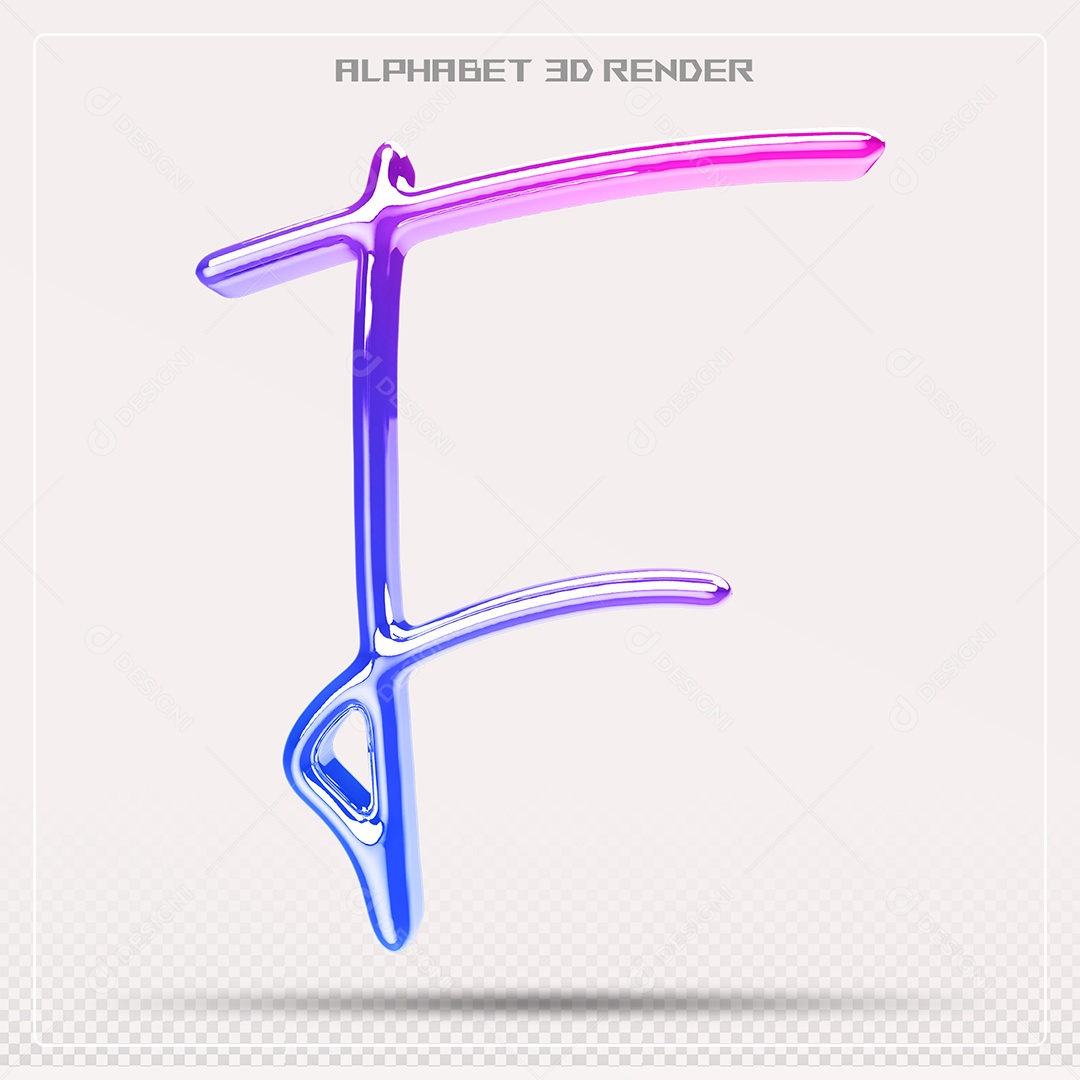 Alfabeto Letra F Colorido Elemento 3D Para Composição PSD
