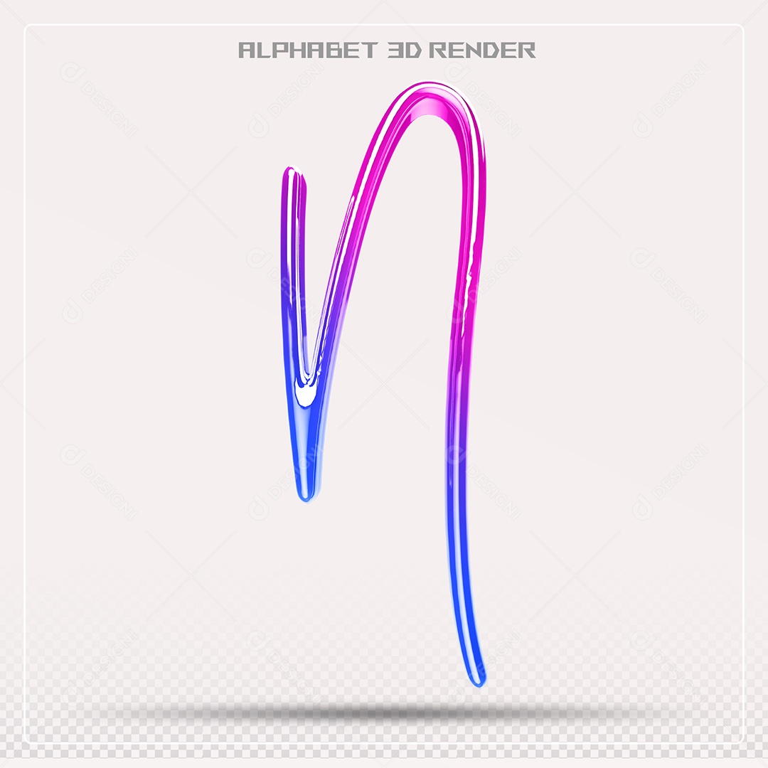 Alfabeto Letra N Colorido Elemento 3D Para Composição PSD