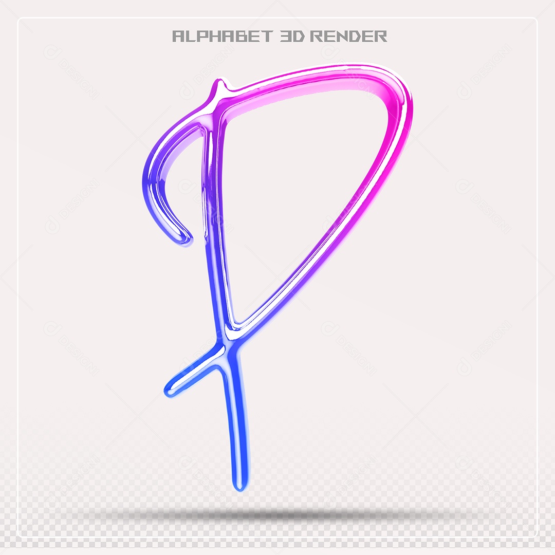 Alfabeto Letra P Colorido Elemento 3D Para Composição PSD